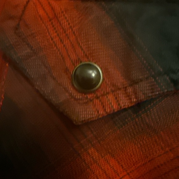 Men's Red/black Plaid Casual Button Down Shirt, cowboy - Picture 5 of 5